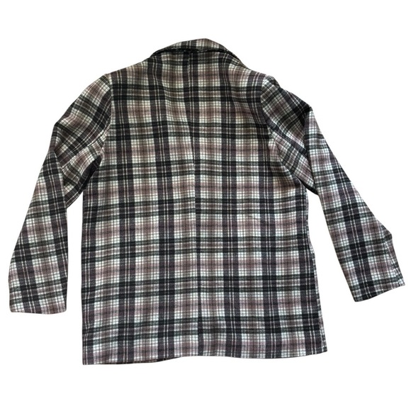 Cider Retro Plaid Pattern Blazer Womens Size Small Camel Brown Pink Oversized - Picture 3 of 5
